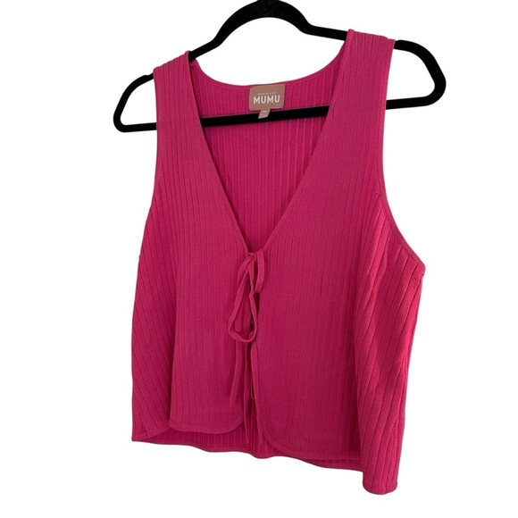 Show Me Your Mumu pink Time Out Tie Top Knit Rib top Medium - Picture 6 of 12